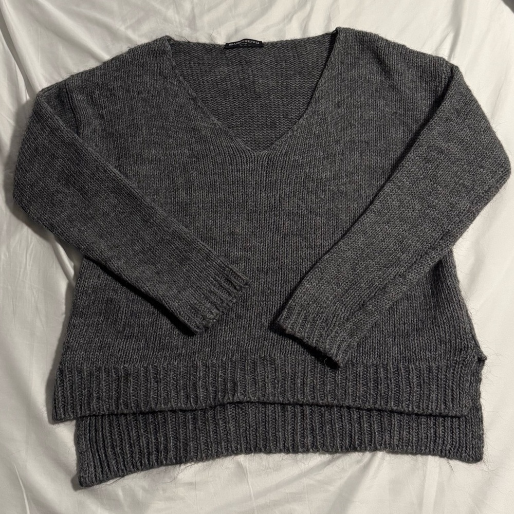 Brandy Melville Sweater Women’s High-low Knit Gray One Size - Picture 5 of 5